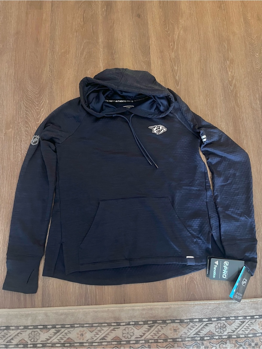 Women’s Navy Performance Hoodie with Nashville Predators Logo